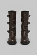 Buckle Biker Boots with Block Heel