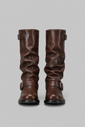 Knee-High Biker Boots With Buckle Detail