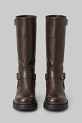 Knee-High Buckle Biker Boots