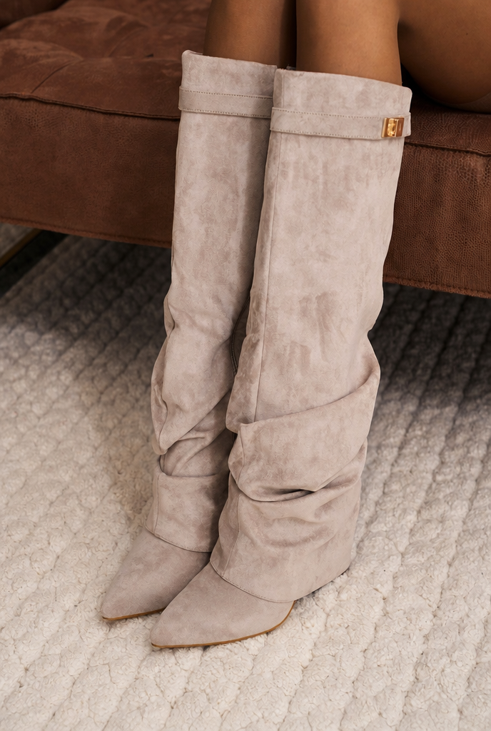 Slouchy Faux Suede Knee High Boots