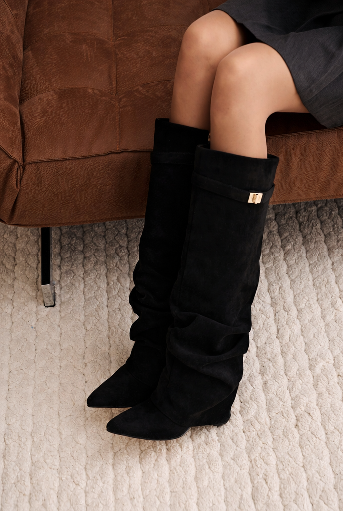 Slouchy Faux Suede Knee High Boots