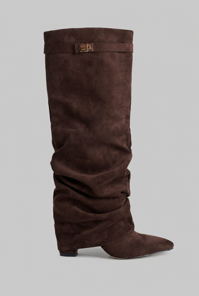 Slouchy Faux Suede Knee High Boots
