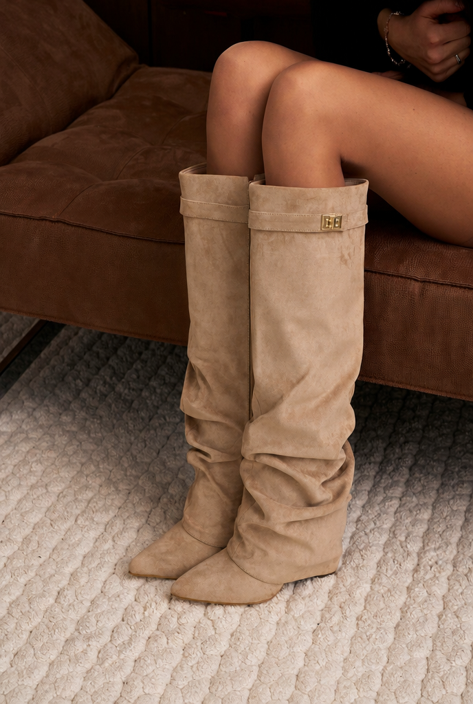 Slouchy Faux Suede Knee High Boots