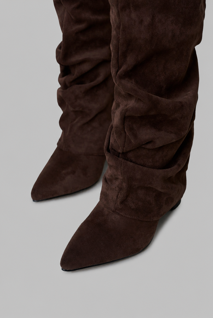 Slouchy Faux Suede Knee High Boots