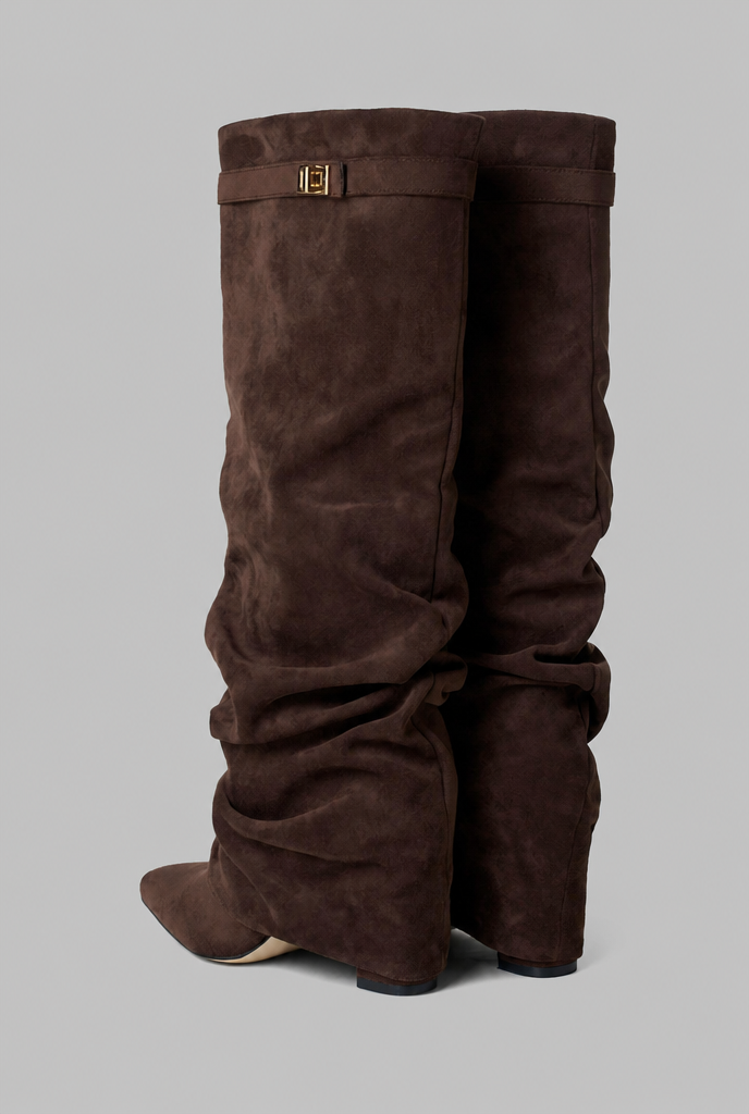 Slouchy Faux Suede Knee High Boots