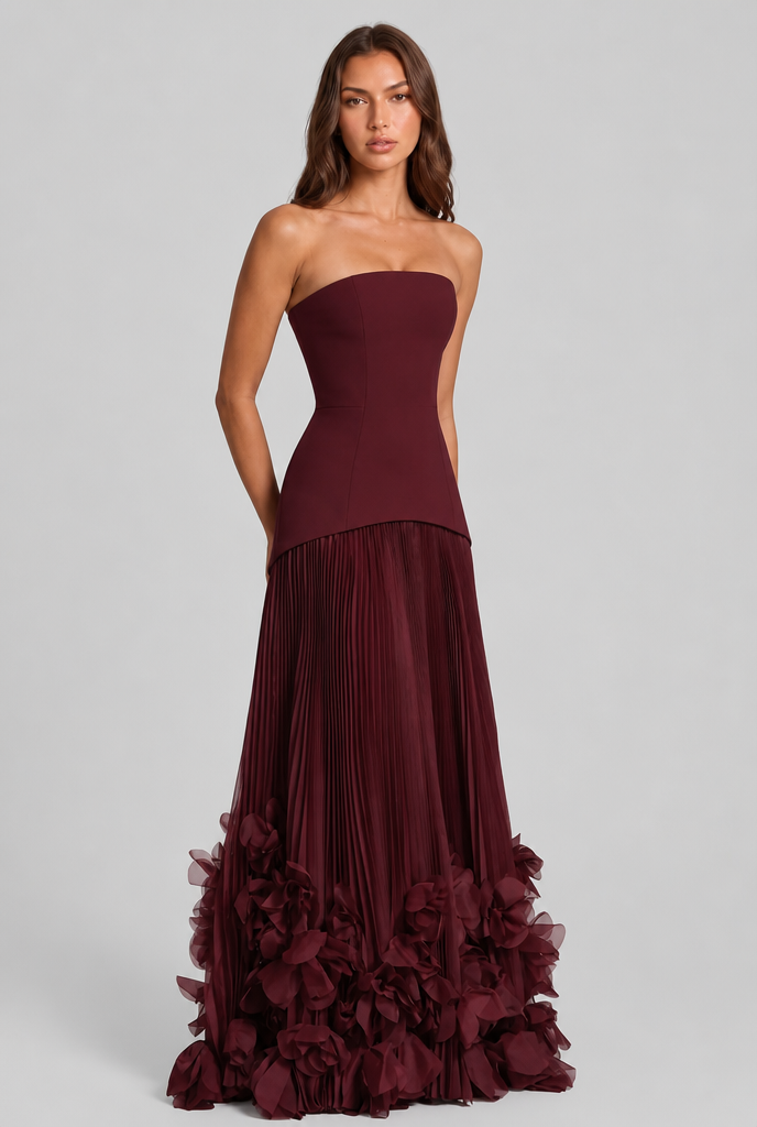 Wedding Guest Maxi Dress With Floral Hem