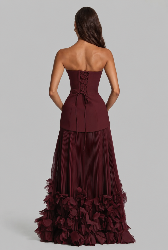 Wedding Guest Maxi Dress With Floral Hem