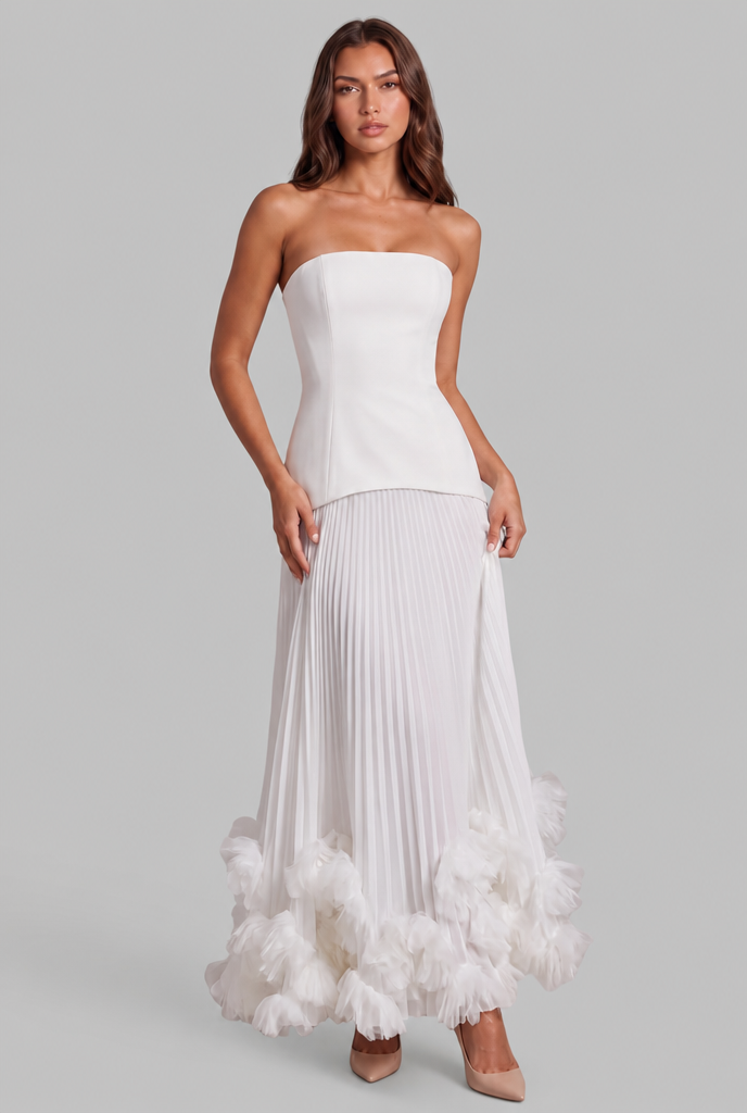 Wedding Guest Maxi Dress With Floral Hem