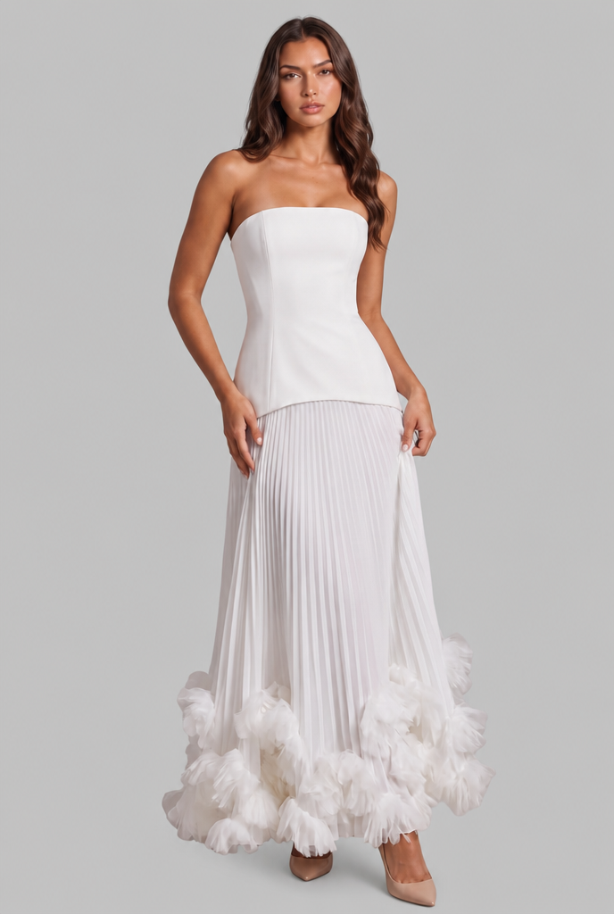 Wedding Guest Maxi Dress With Floral Hem
