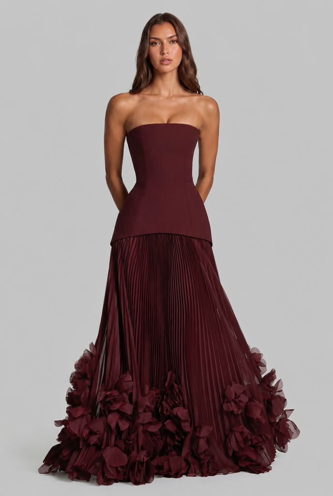 Wedding Guest Maxi Dress With Floral Hem