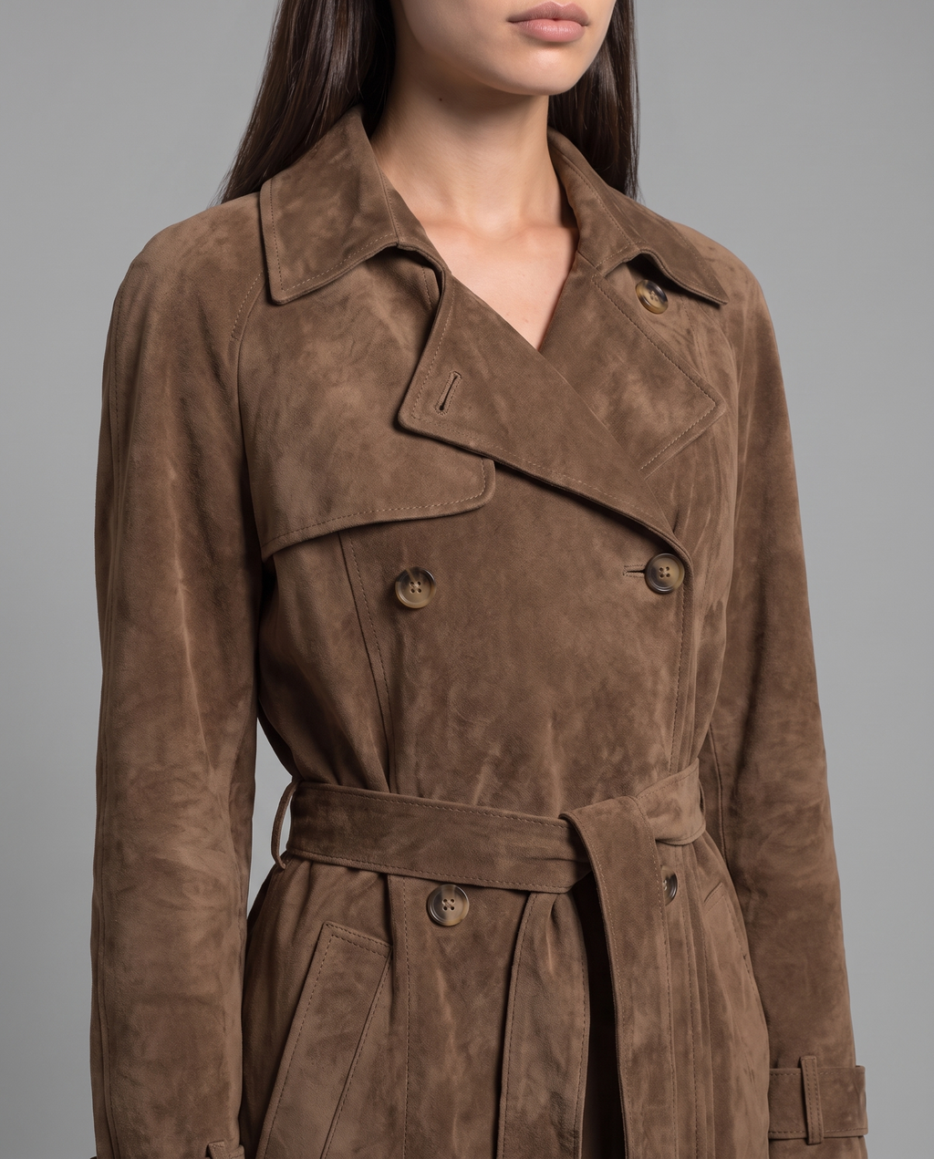 Long Faux Suede Trench Coat 4