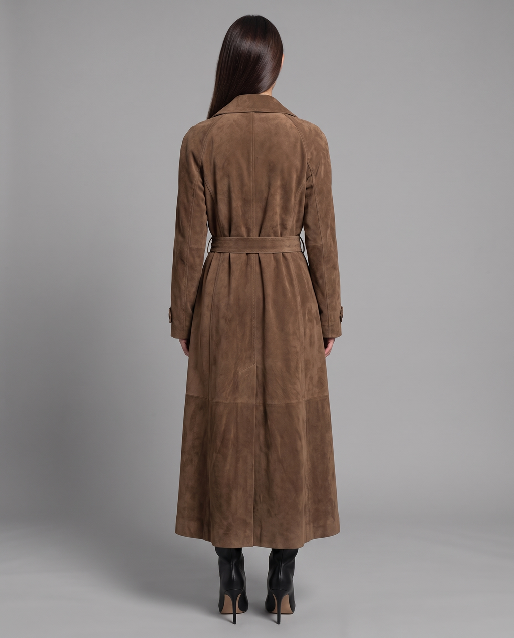 Long Faux Suede Trench Coat 3