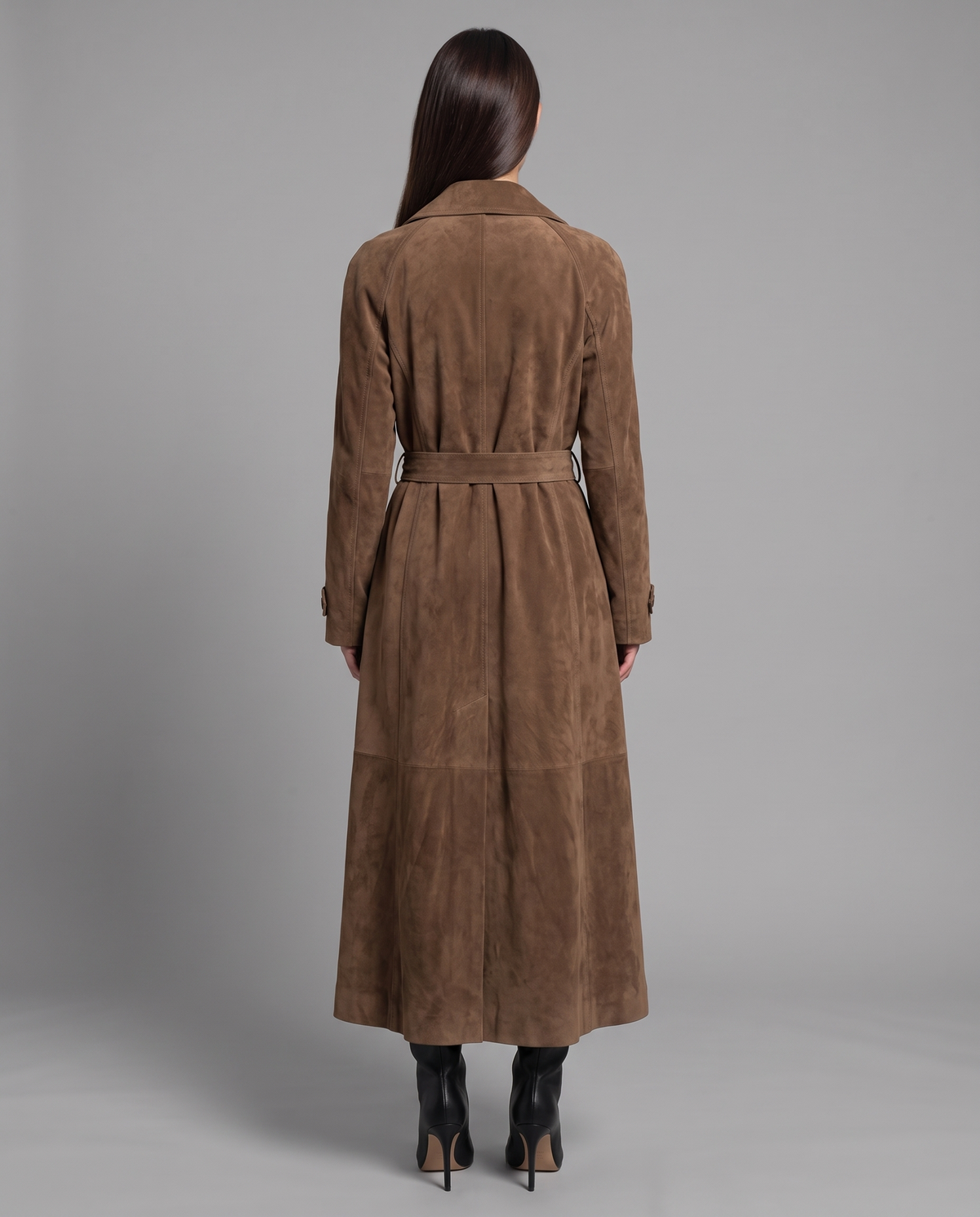 Long Faux Suede Trench Coat 3