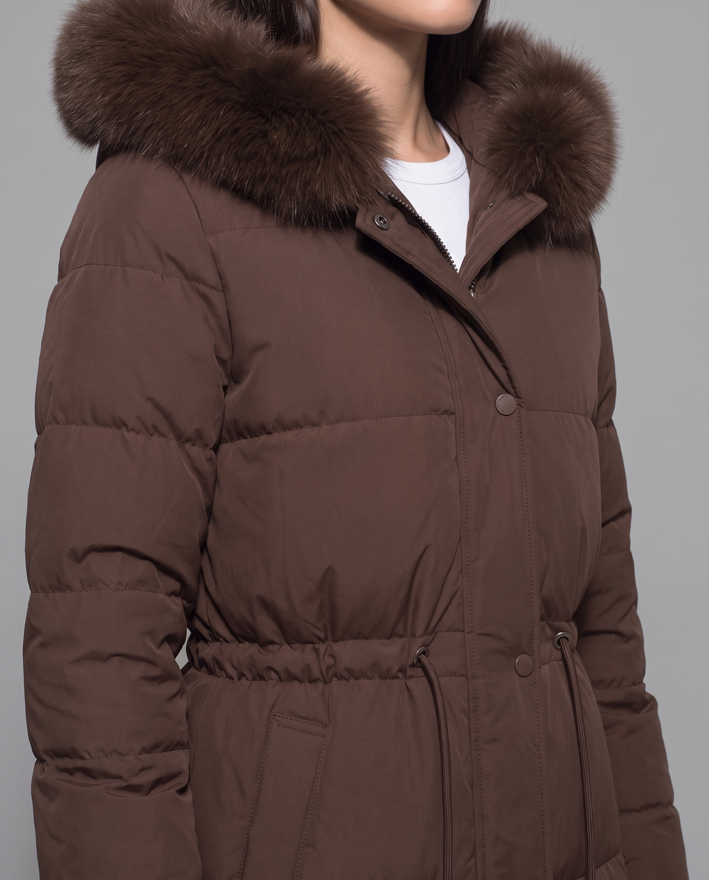 Longline Puffer Coat With Faux Fur Hood 4