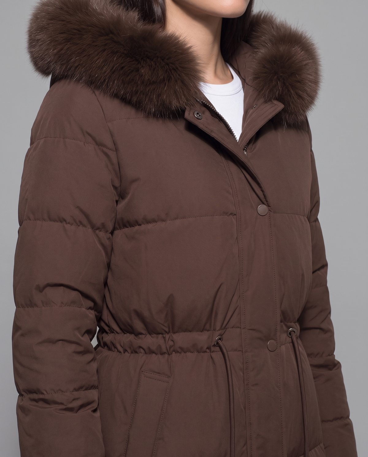 Longline Puffer Coat With Faux Fur Hood 4