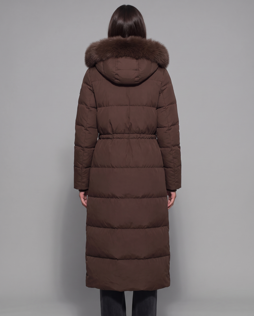 Longline Puffer Coat With Faux Fur Hood 3