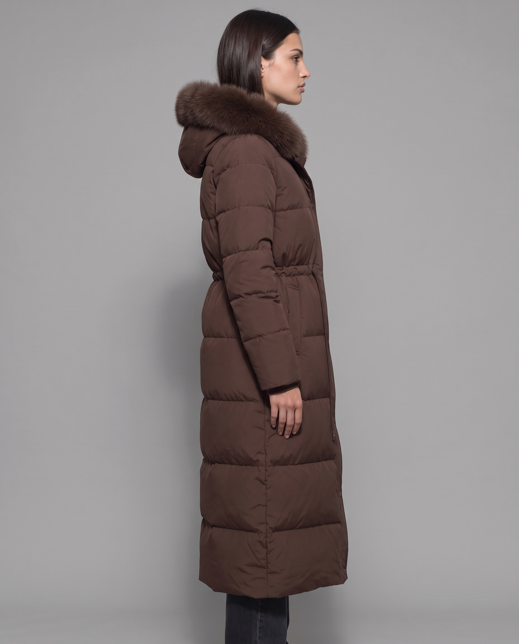 Longline Puffer Coat With Faux Fur Hood 2