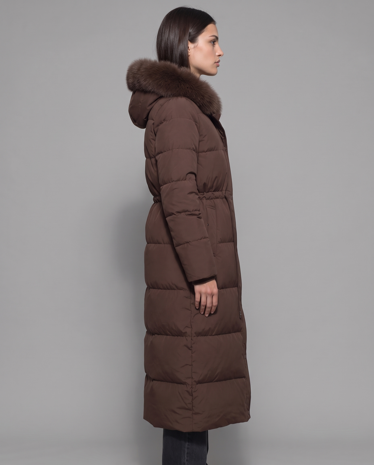 Longline Puffer Coat With Faux Fur Hood 2
