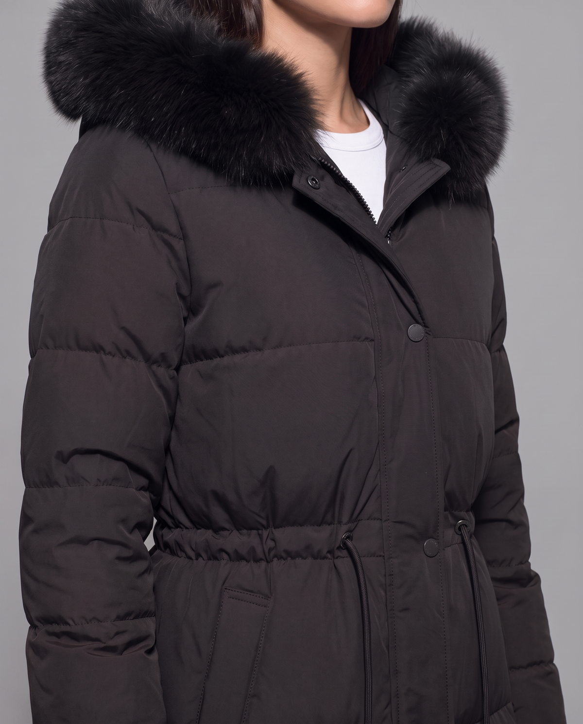 Longline Puffer Coat With Faux Fur Hood 9
