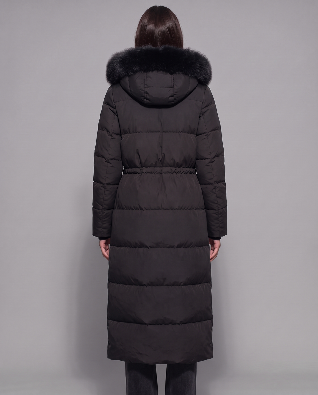 Longline Puffer Coat With Faux Fur Hood 8