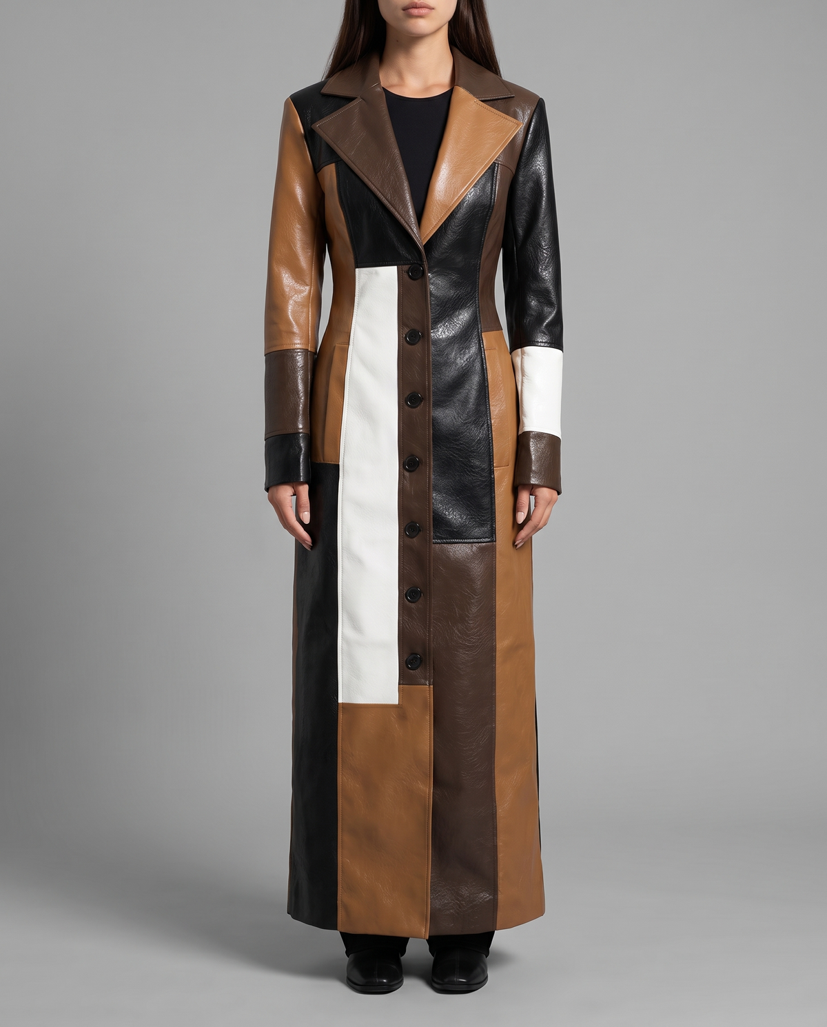 Longline Faux Leather Coat
