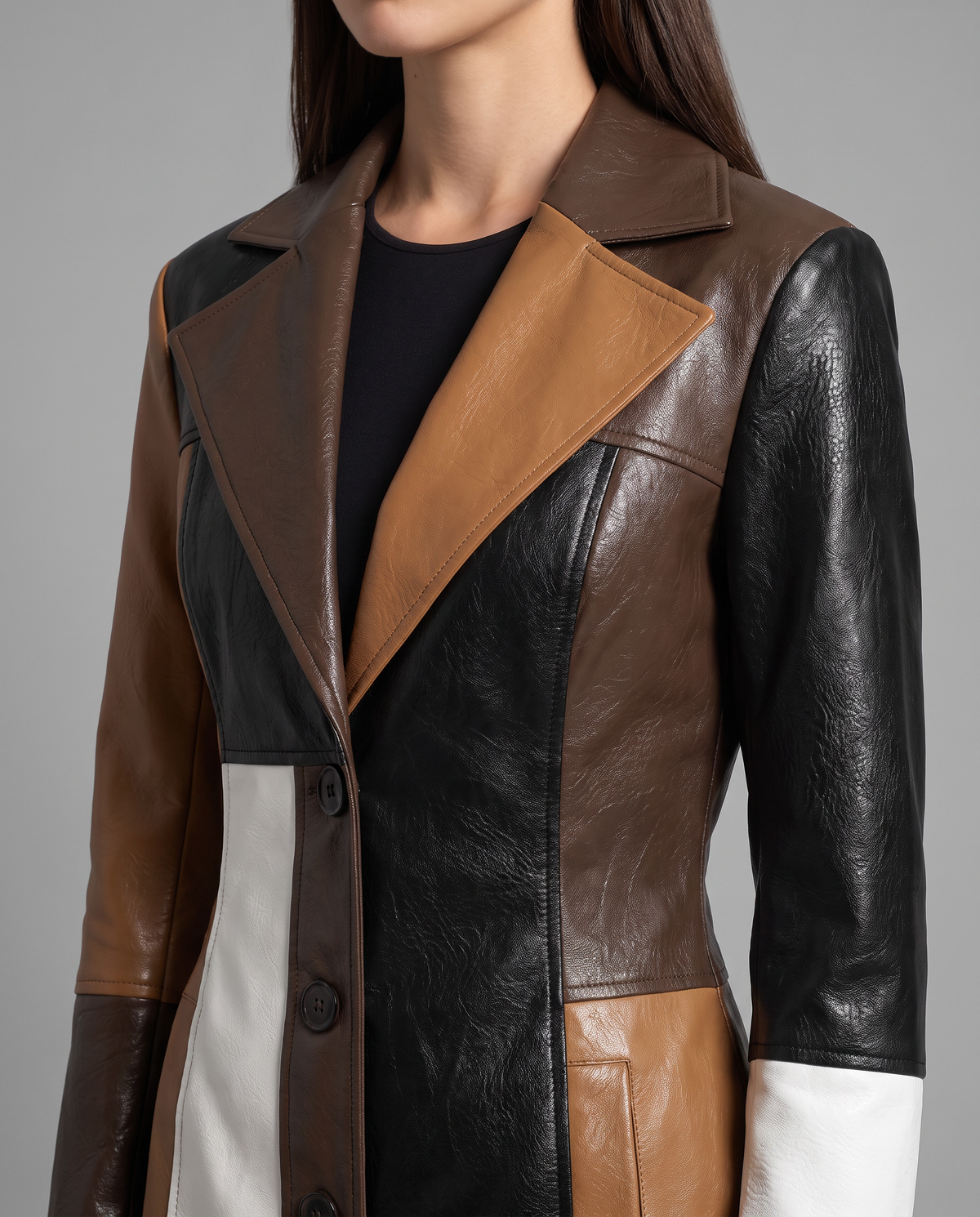 Longline Faux Leather Coat 4