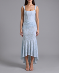 Lace Corset Maxi Dress With Draped Waist