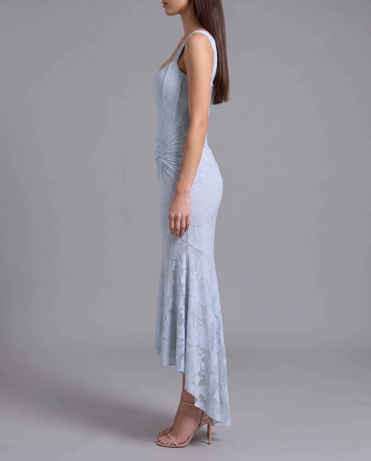 Lace Corset Maxi Dress With Draped Waist 2