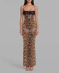 Sequin Leopard Print Maxi Dress With Lace Bust