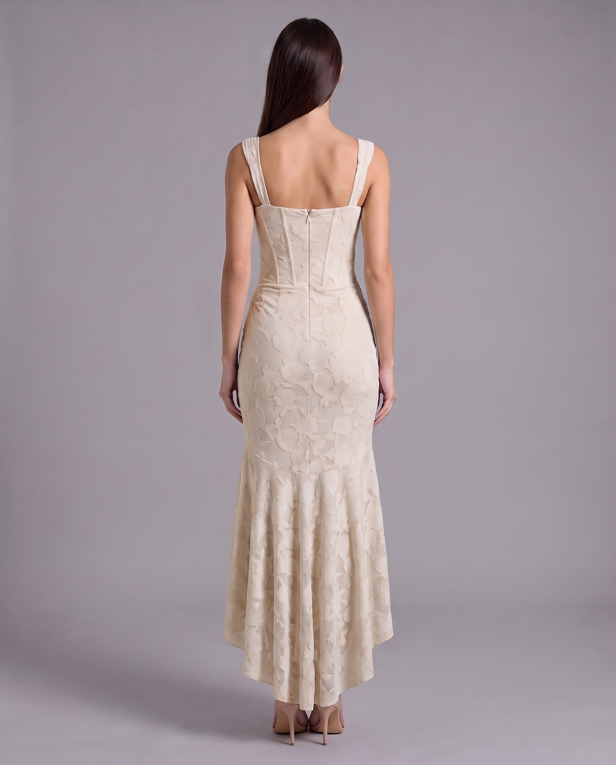 Lace Corset Maxi Dress With Draped Waist 11