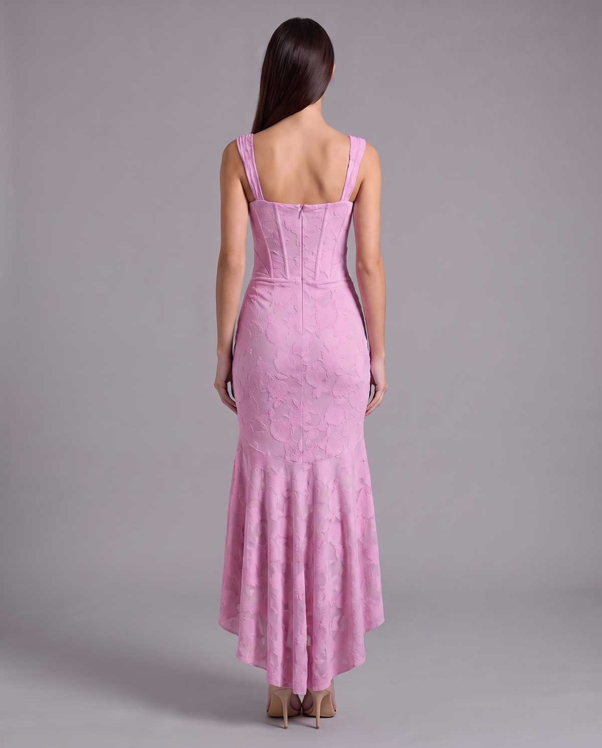 Lace Corset Maxi Dress With Draped Waist 15