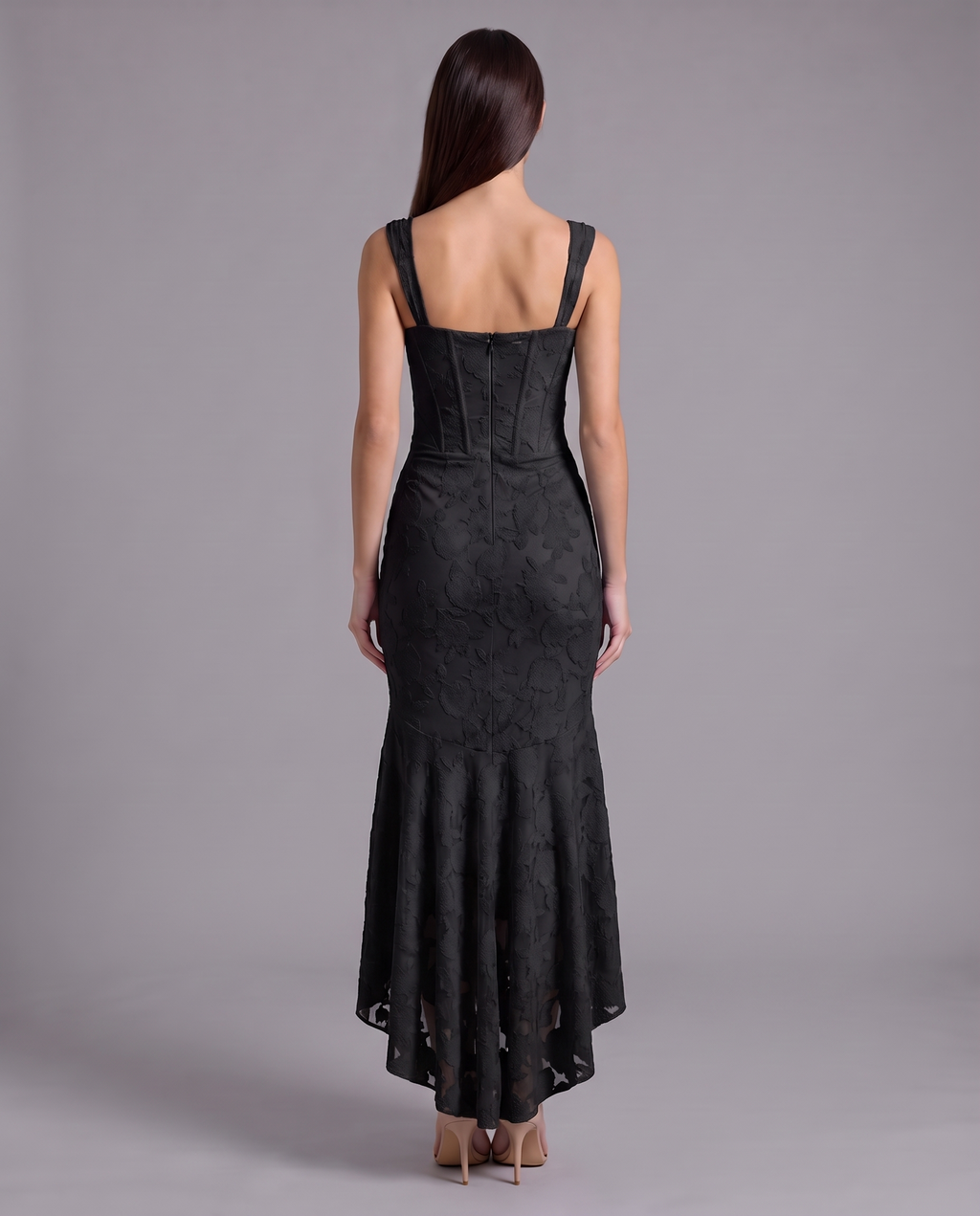 Lace Corset Maxi Dress With Draped Waist 7