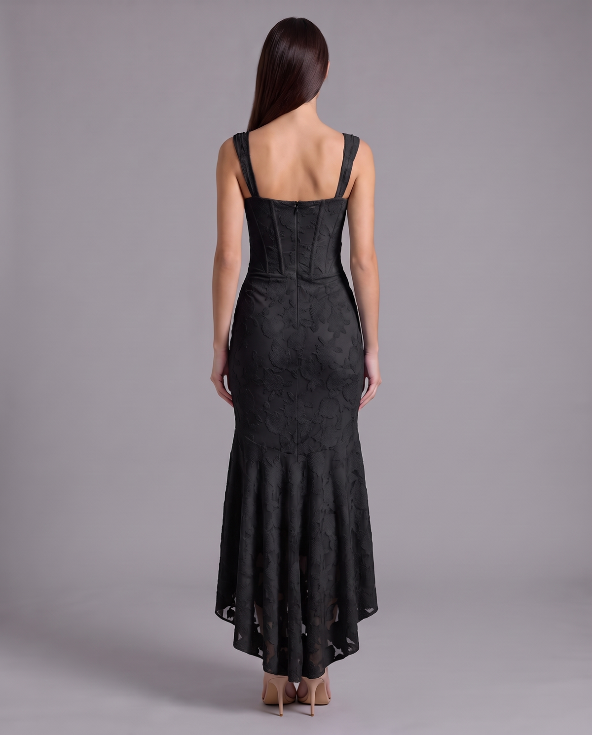 Lace Corset Maxi Dress With Draped Waist 7
