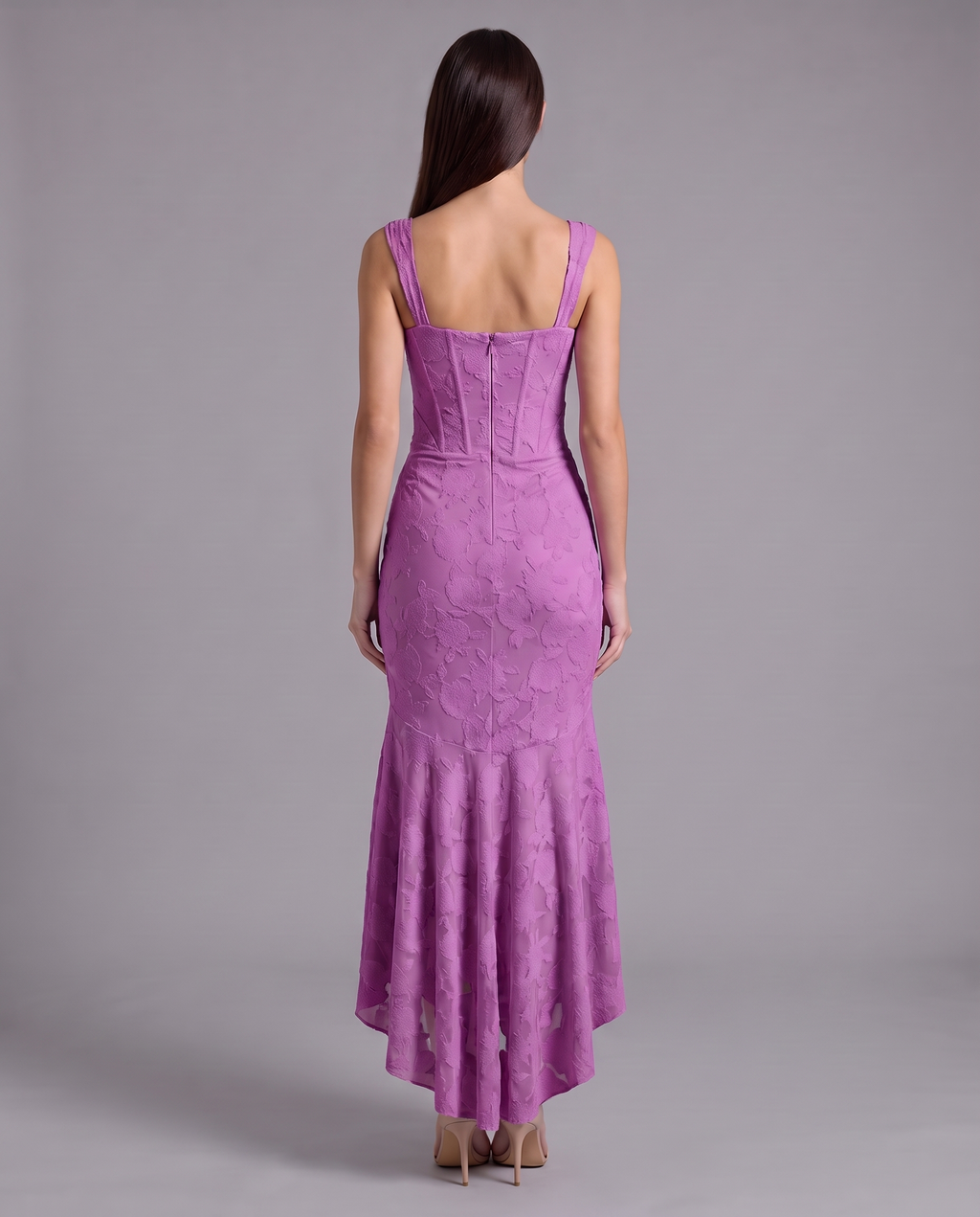 Lace Corset Maxi Dress With Draped Waist 19