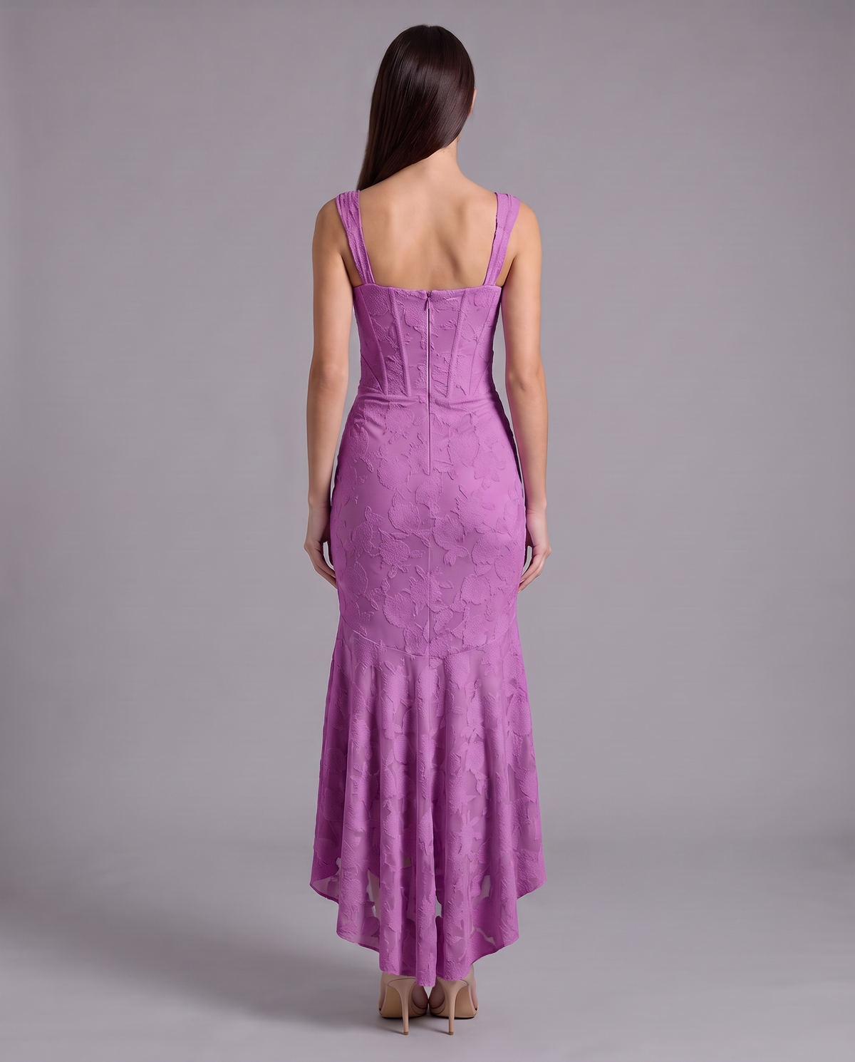 Lace Corset Maxi Dress With Draped Waist 19