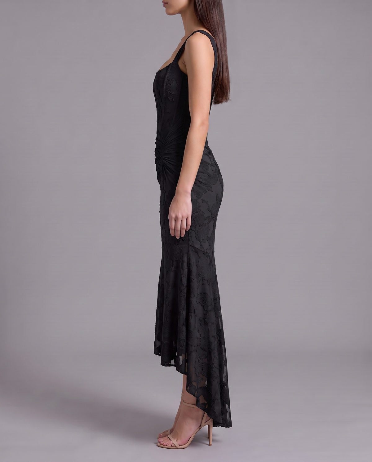 Lace Corset Maxi Dress With Draped Waist 6