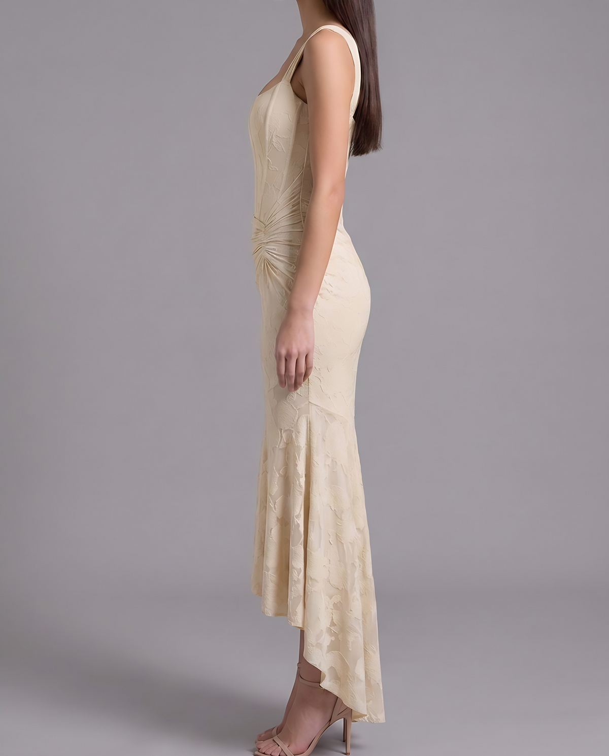 Lace Corset Maxi Dress With Draped Waist 10