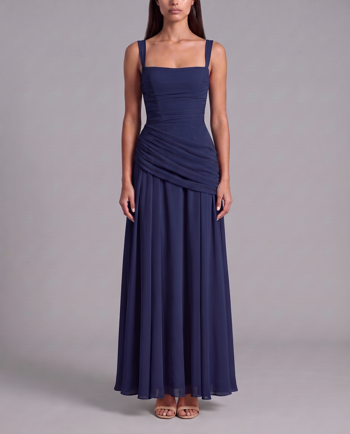 Ruched Square Neck Maxi Dress 8