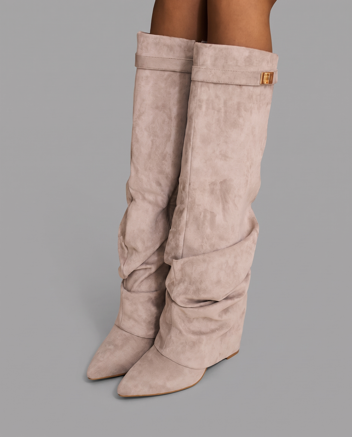 Slouchy Faux Suede Knee High Boots 10
