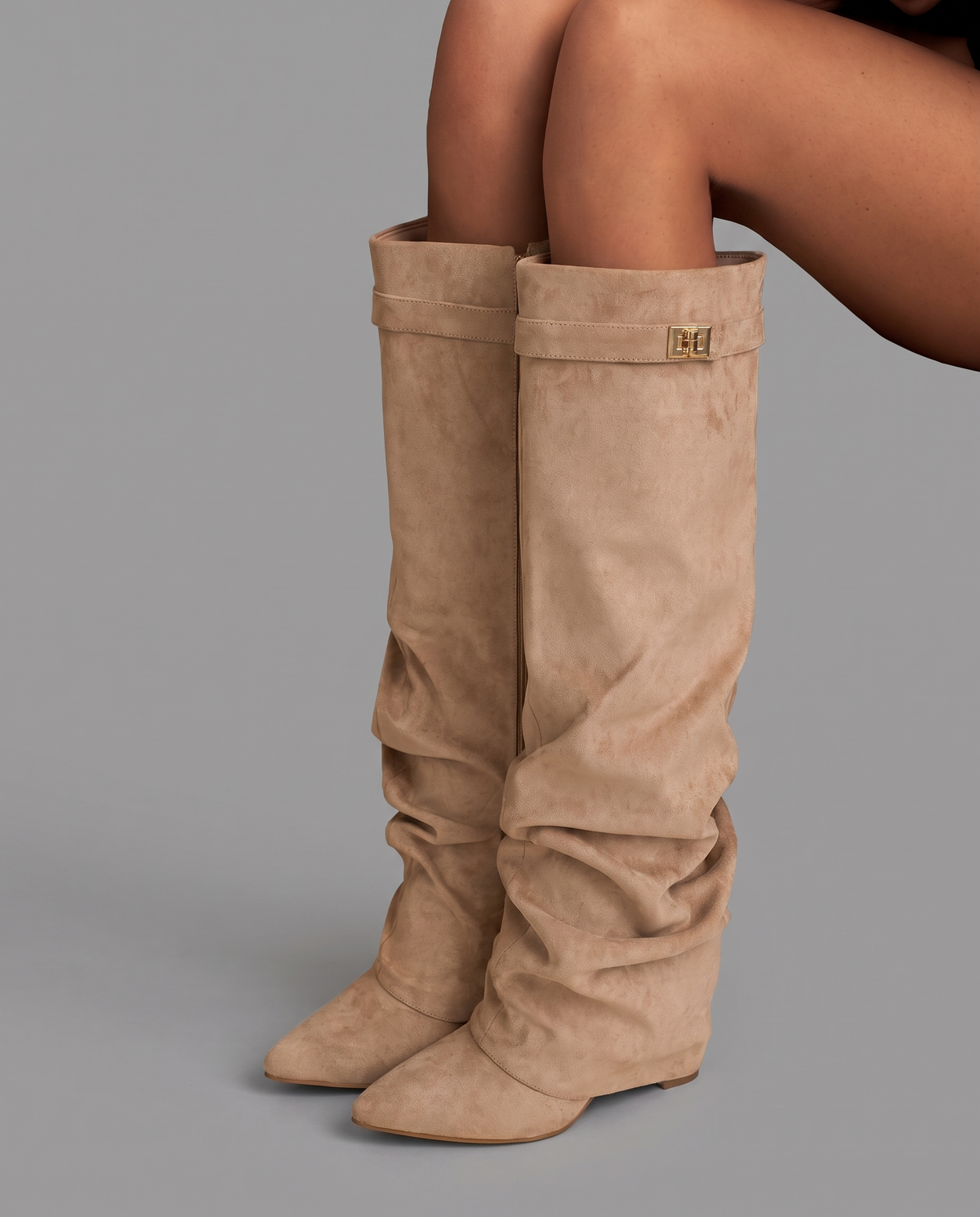 Slouchy Faux Suede Knee High Boots 21